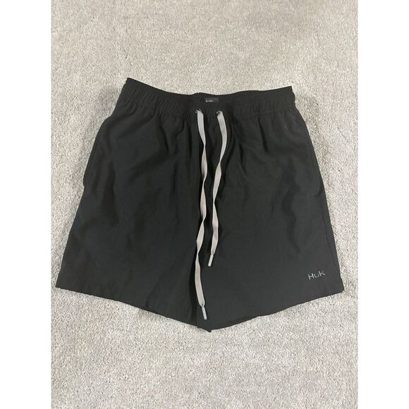 Huk Men's Pursuit‎ Volley Drawstring Breathable Swim Short Black Size Small EUC - Picture 1 of 9
